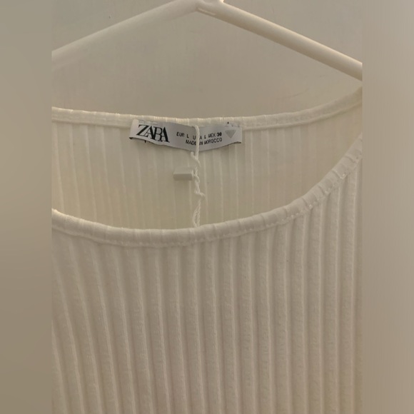 NWT Zara flutter sleeve white body suit size L - Picture 2 of 5